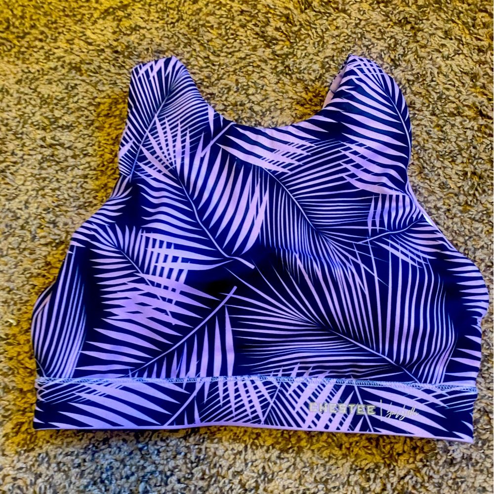 The Chestee Purple and Black Patterned Sports Bra